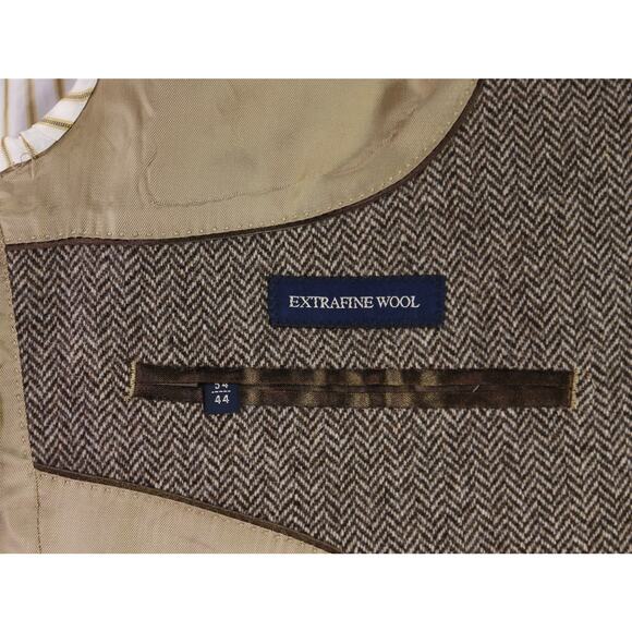 Massimo Dutti Men's Brown Herringbone Tweed 2-Btn Wool Blazer Jacket 44R - Picture 8 of 9